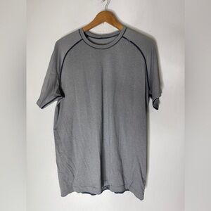 lululemon‎ Men’s Short Sleeve Crew Neck Stripe T-shirt Blue Gray Large